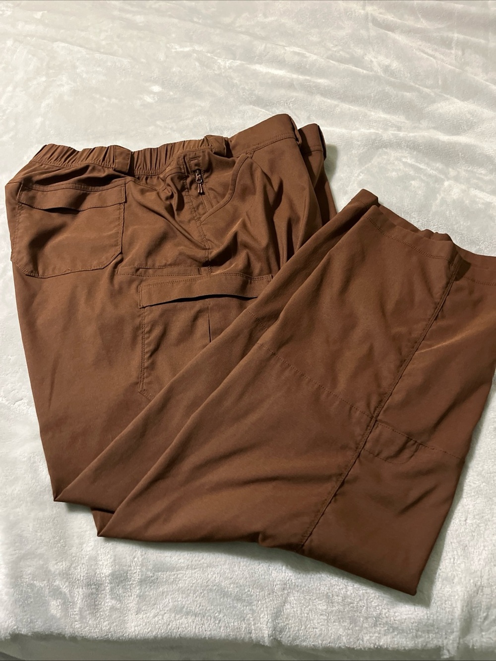 Duluth Trading Co Womens Plus Brown Roll Tab Pants 24W X 30 Nylon Spandex Hiking